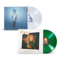 Two vinyl record albums with cover art displayed.