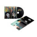 Music album package featuring a CD, jewel case, and album artwork with colorful dripping paint design.