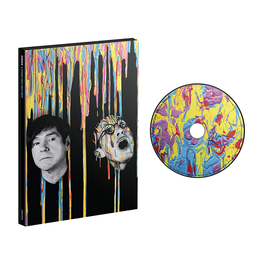 Album cover featuring colorful dripping paint effects and two contrasting portraits.